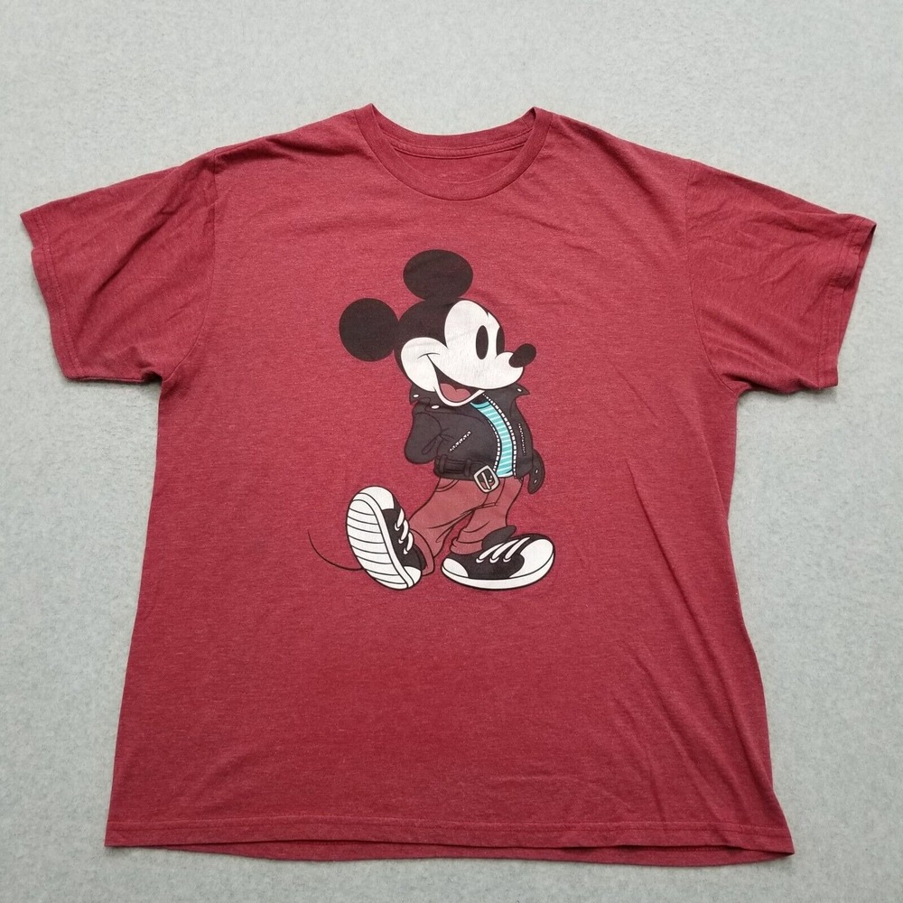 Disney Mickey Mouse‎ Shirt Mens Large Red Short Sleeve